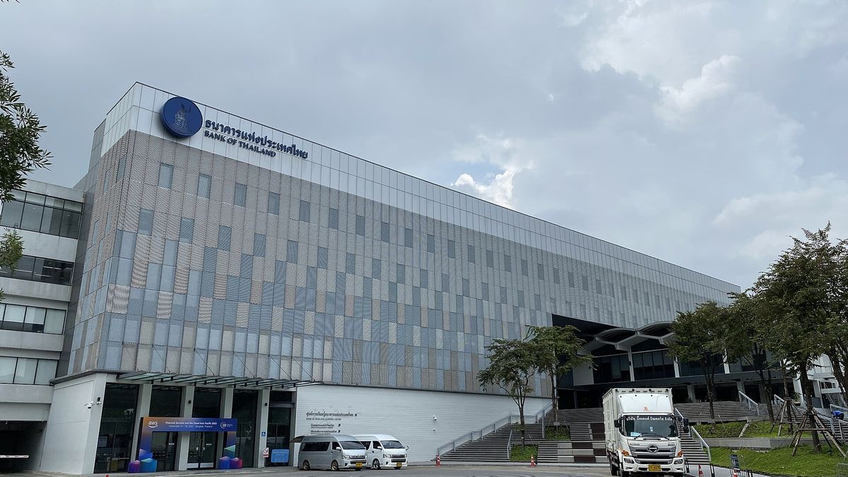 The Bank of Thailand Learning Center building in Bangkok with the central bank's logo