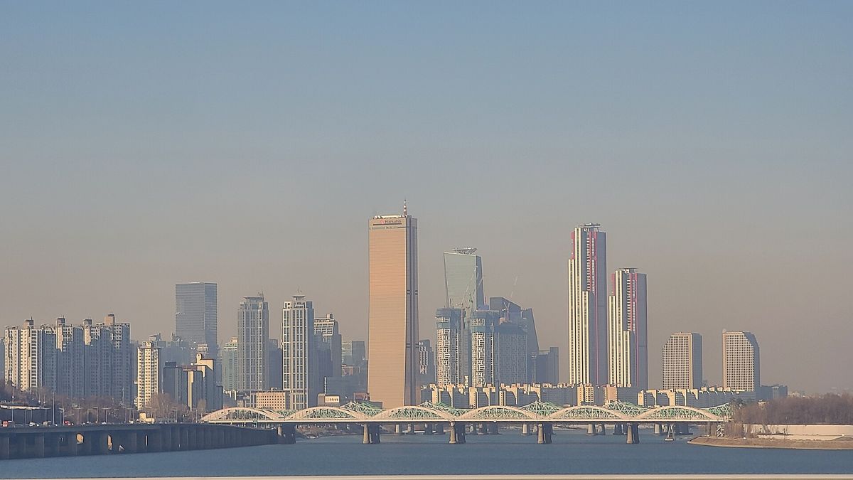Skyscrapers of Seoul's Yeouido financial district seen across the Han River
